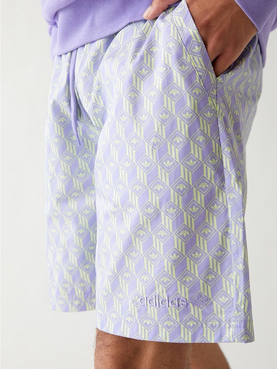 adidas Other - adidas Lavender & Light Lime Geo Icon Print drawstring athletic shorts size M
